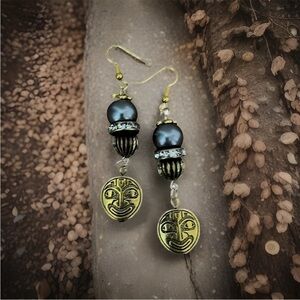 Mask Charm Earrings 18k Gold Plated Hooks  Affordable Unique Handmade Jewelry